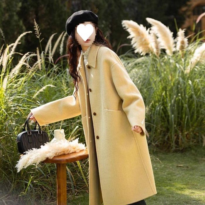 Japanese Sweet Girly Loose Double-Sided Wool Coat for Autumn/Winter