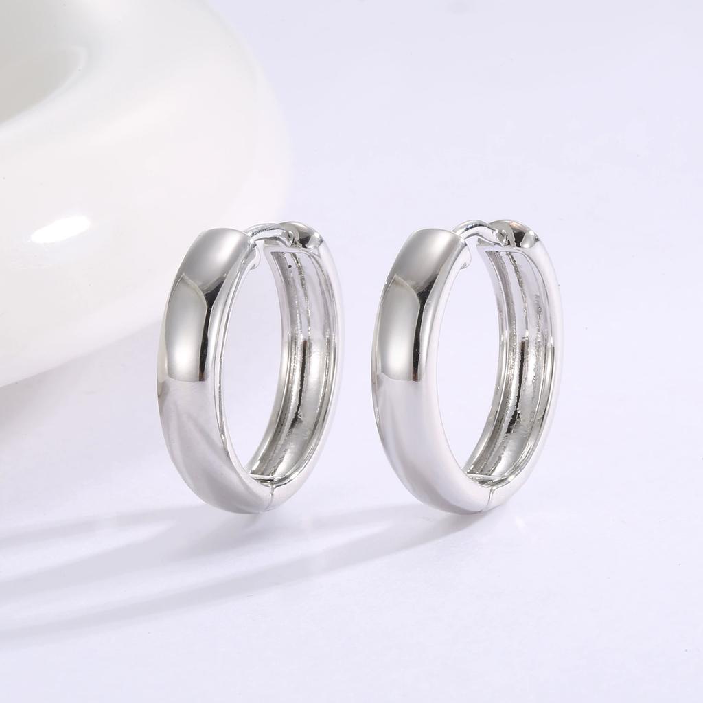 925 Sterling Silver Rose Gold Small Hoop Earrings For Women Girls Gift Wedding Engagement Party Gift Smooth Ear Bone Buckle
