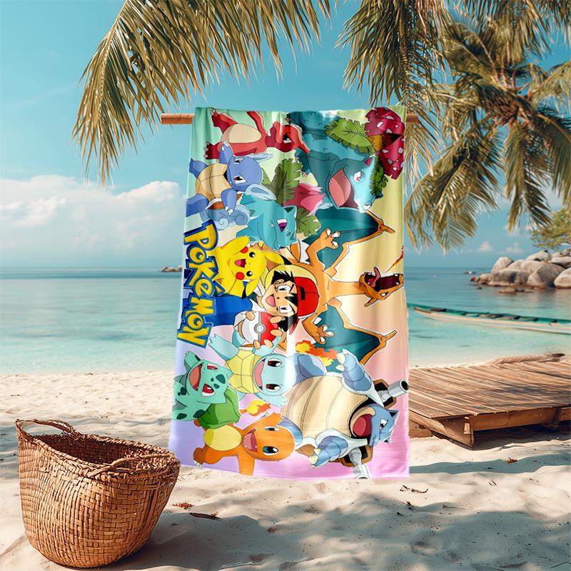 Pokémon beach towel Outdoor camping Beach towel for vacation swim Outdoor pool Absorbent bath towel