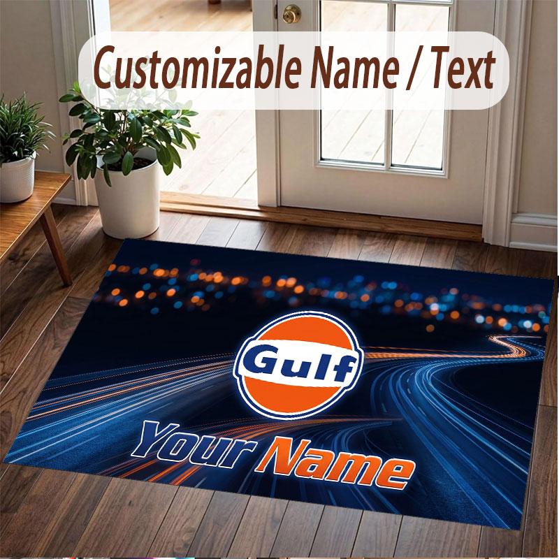 Custom Rug Gulf Pattern Print Name Text Soft Non‑Slip Floor Carpet for Home Indoor Decoration