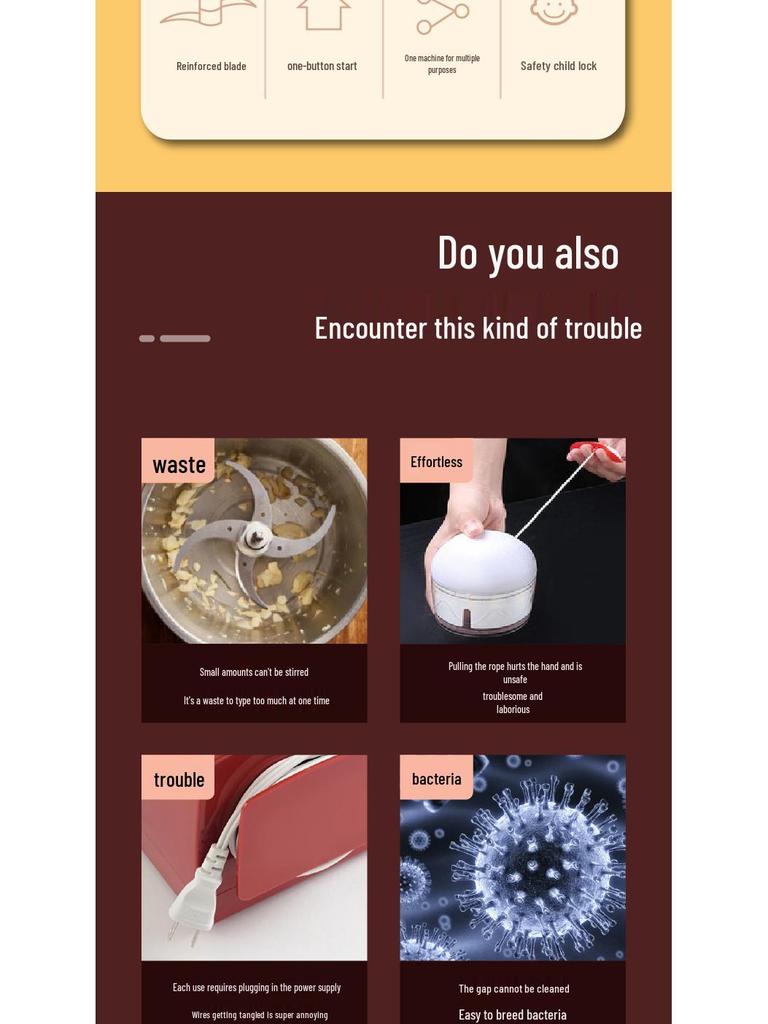 Elektrisk hvitløks- og kjøttkvern: Mini matkutter, kvern og skreller for husholdnings- og babymat