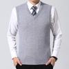 Autumn 2024 Men's V-Neck Loose Knit Wool Vest – Solid Sleeveless Style