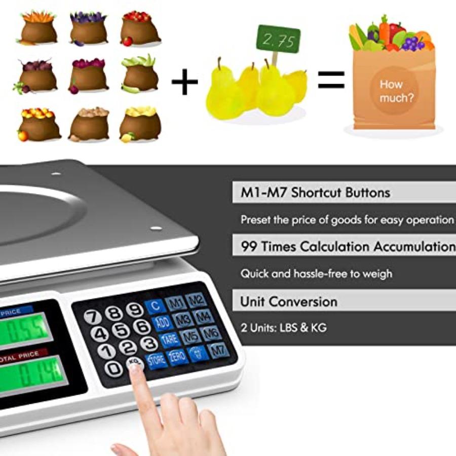 Electronic Price Computing Scale LCD Digital Commercial Food Meat Weighting Scale 66 Ib Ccity