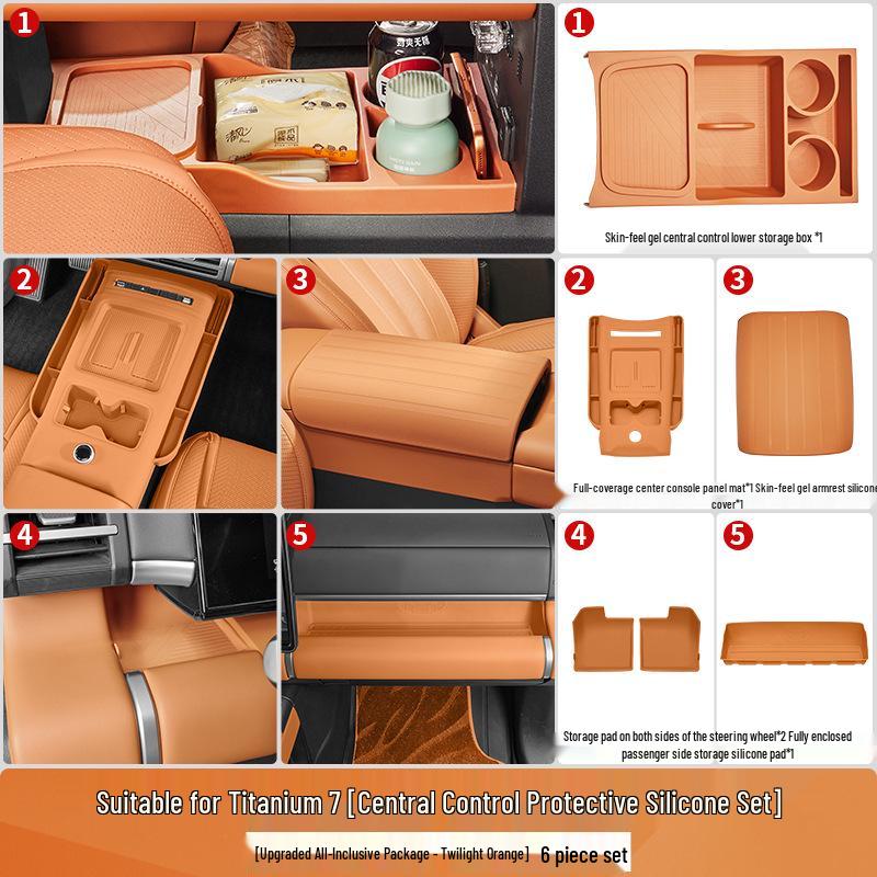 BYD Leopard 7 Silicone Center Console Storage Box with Partition Privacy Cover