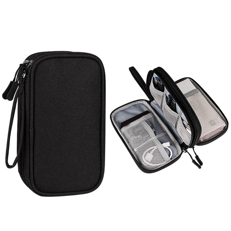 Multi-function Double Layer Storage Packet Suitable for Headphone/ Hard Disk/power Bank/Data Cable and Other Accessories