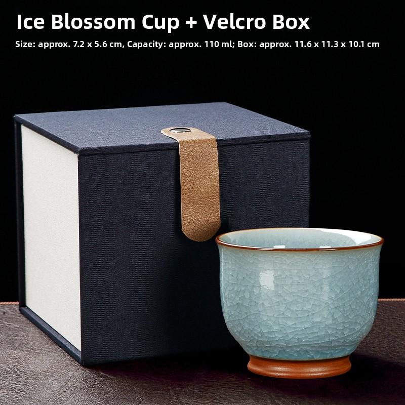 Premium Ceramic Gongfu Tea Cup Yu Porcelain Ice Crack Owner Cup Personal Use High End Tea Set Handmade Chinese Style