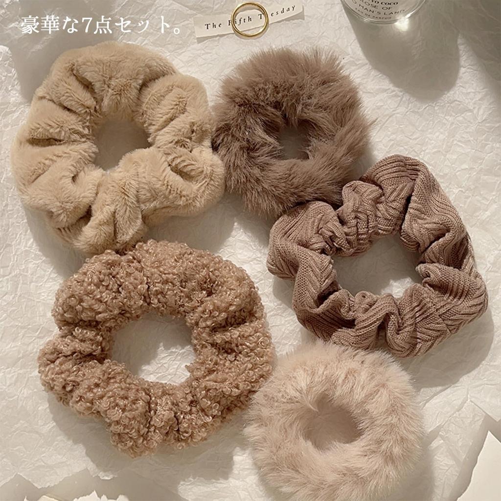 Lapimou Fluffy Faux Fur Scrunchie Hair Tie Hair Hair Korean Set, Band, Accessory, Non-Staining, Women's, Popular, Cute, Stylish, Style, Fall/Winter