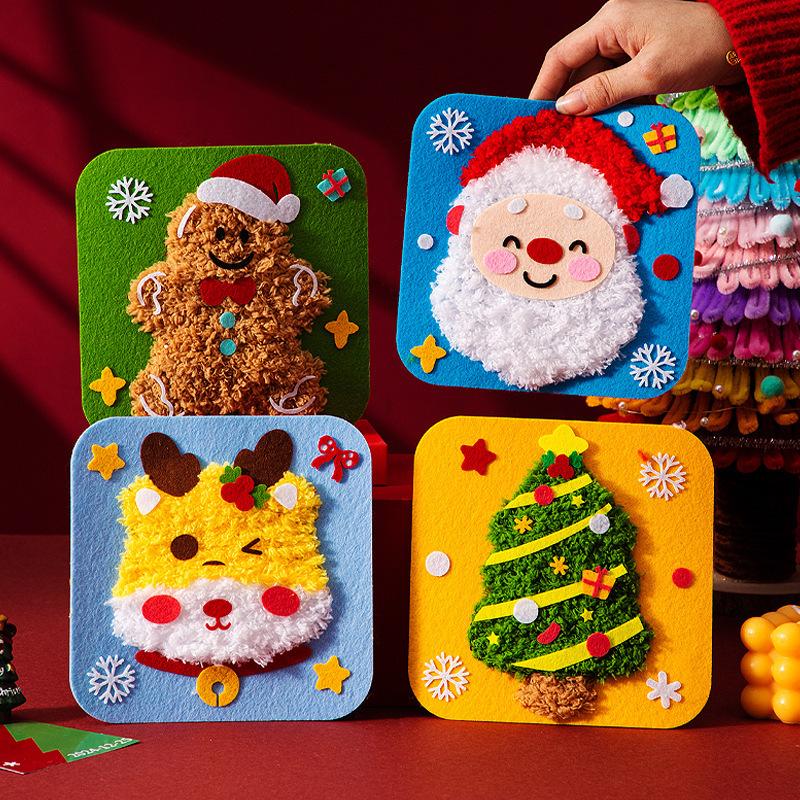 Christmas DIY Embroidery Sewing Kit Holiday Knitting Craft Set with Colorful Non Woven Fabric and Safe Needles for Handmade Gift