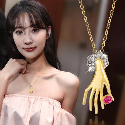 Titanstahl Kette Damen Nischen Design Nicht Verblassend Hexe Hand Edelstahl Schlüsselbein Kette Damen Edelstein Zubehör