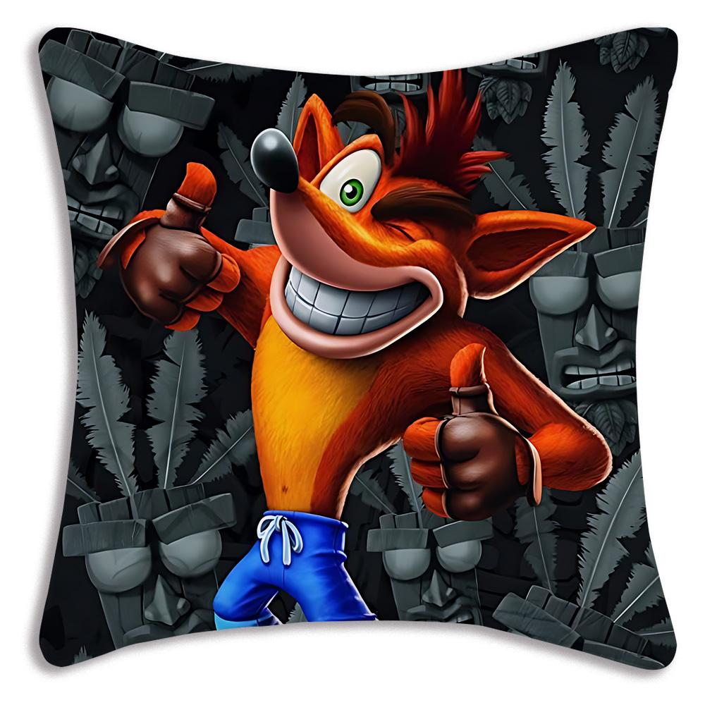 Cartoon Crashs B-Bandicoots Pillow Covers Cartoon Sofa Decorative Home Double-sided Printing Short Plush Cute Cushion Cover