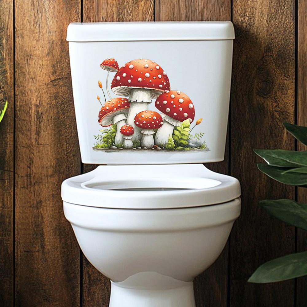 Creative Red Mushroom Stickers - Bathroom and Toilet Decorative Wall Stickers for The Bathroom and Toilet Area