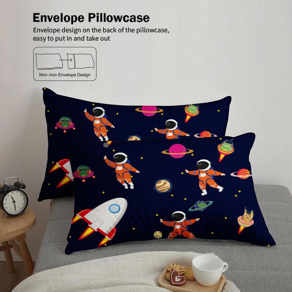 3Pcs Space Astronaut Bedding Sets Gifts For Teen 3D Print Outer Space Pattern Single Twin Size Duvet Cover Sets With Pillowcases