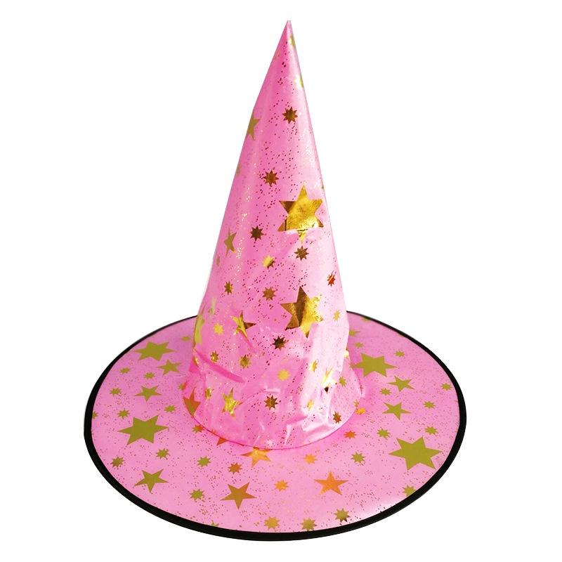 Halloween Hat For Children And Adults Magical Wizard Hat With Golden Embroidery And Five-pointed Star Design