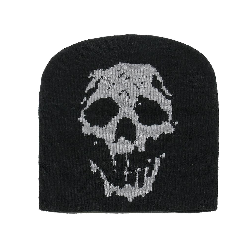 Winter Hat Men's Hip Hop Punk Style Warm Wool Hat Halloween Skull Head Jacquard Knitted Hat Pullover Hat Men's and Women's