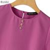 ZANZEA Women Daily Casual Round Neck Short Sleeve Floral Print Dress