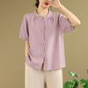 2025 Summer Tencel Cotton Linen Short Sleeve Chinese Embroidery Top & Wide Leg Pants Set