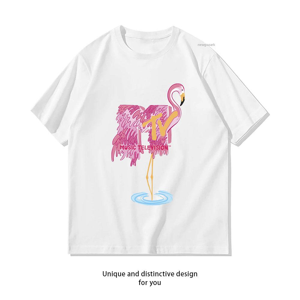 

MTV Fresh Flamingo Artsy Classic TShirt Women Unisex Casual cotton graphic t shirts Creative camisetas tops tee Shortsleev S
