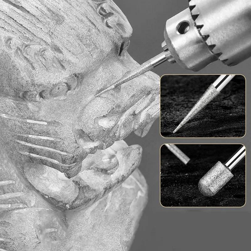 30pcs 2.35/3mm Diamond Grinding Head Shank Fits Dremel Rotary Tools with Case Diamond Grinding Polishing Burr Set