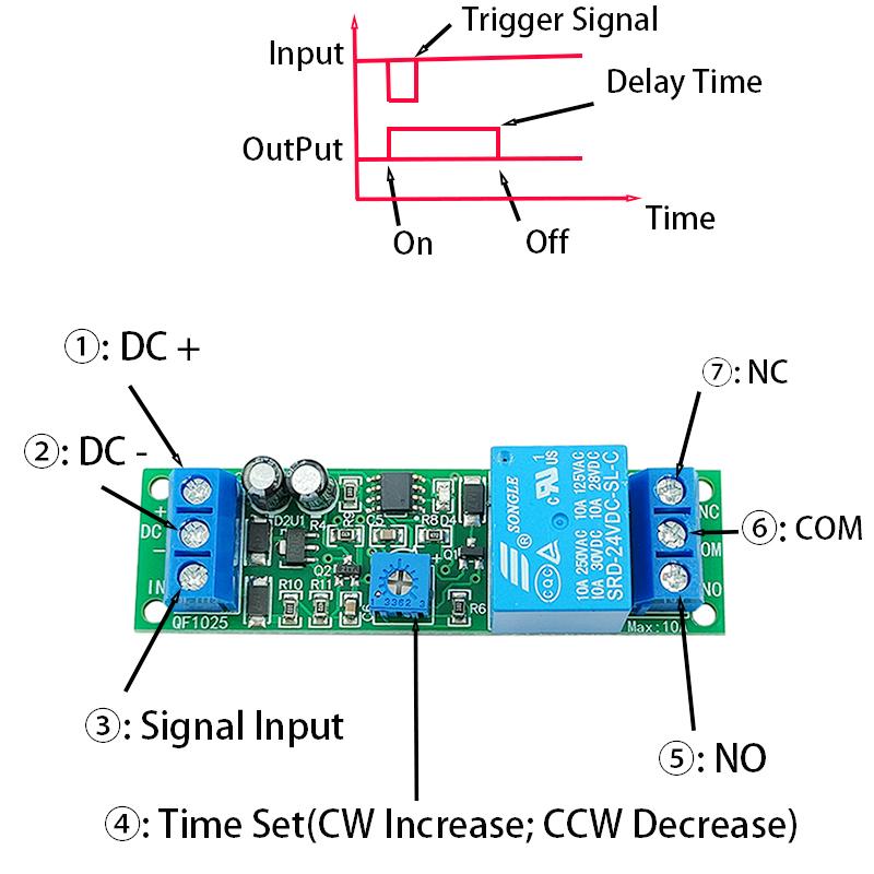 Time Delay Relay Module 3V 5V 12V 24V Triggle Delay Monostable Relay Module Adjustatle 10s 60s 10min Delay Timer Switch Relays 5