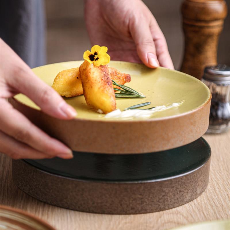 Round Dinner Plate Ceramic Plates Western Dishes Steak Plate Dish Dessert Plates Fruit Salad Bowl Snack Tray Hotel Tableware