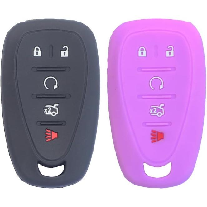 2Pcs Rubber Silicone Key Fob Cover Case Skin Remote Shell Holder Compatible with Chevrolet Chevy Camaro Cruze Malibu Traverse Blazer Trailblazer