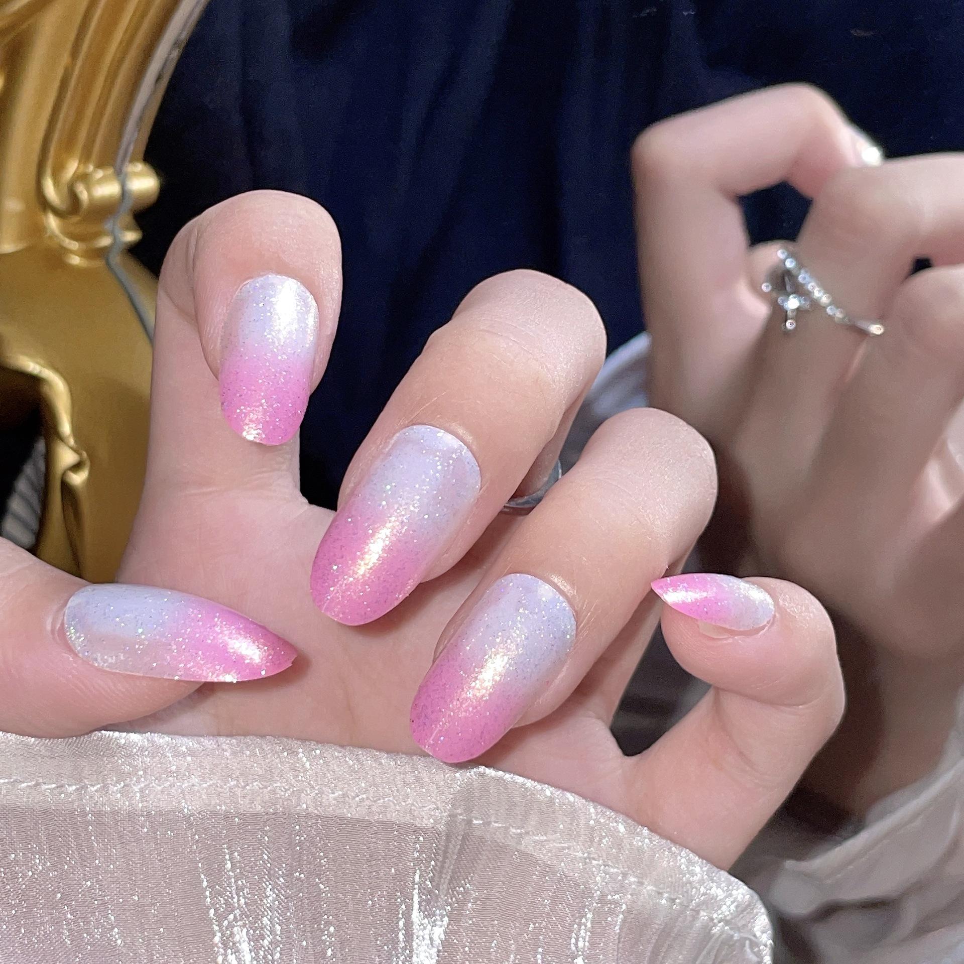 

Gradient French Peach Glitter Press-On Nails - 24-Piece Set N195 Glitter Peach [Glue Version]