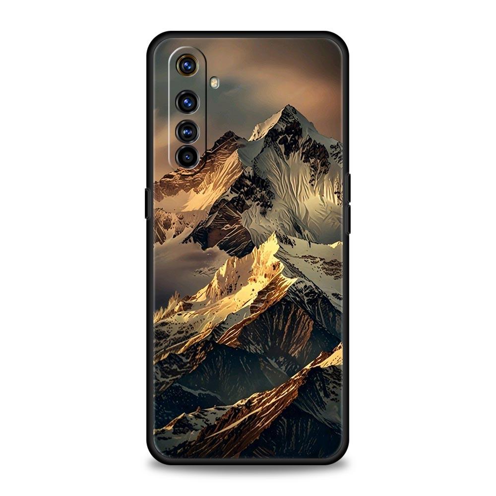 Black Mountain Peak Case For Realme C67 C63 C55 C53 C35 C25 C21 GT 2 3 5 6 10 11 12 13 Pro Plus 5G Soft TPU Phone Cover Fundas