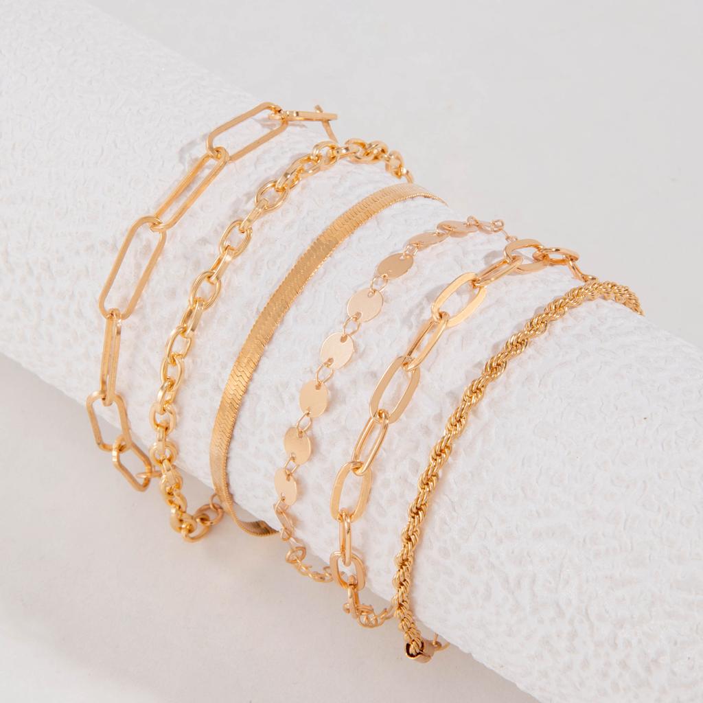 Accessories, Creative Geometric Twist Multi-layer Stacked Bracelet, Personalized Snake Bone Chain Bracelet Six-piece Set