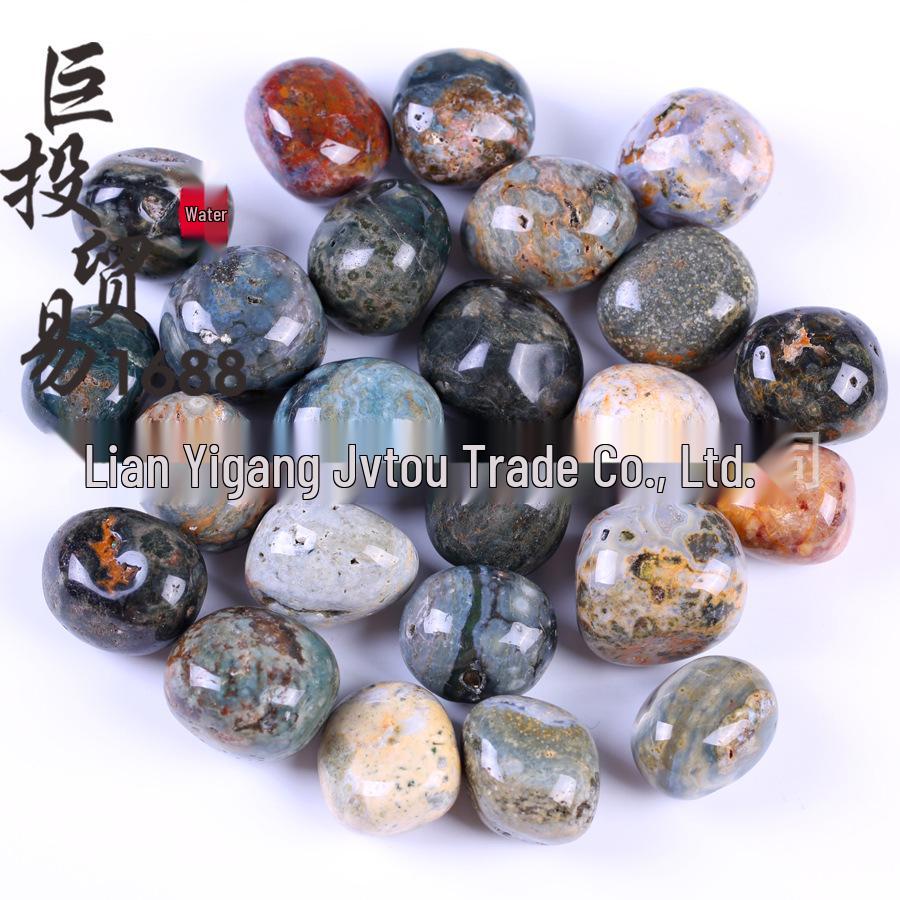 Natural Ocean Jasper Agate Tumbled Stone: Incense Holder, Worry Stone, Fish Tank Decor, Potted Plant Accent.