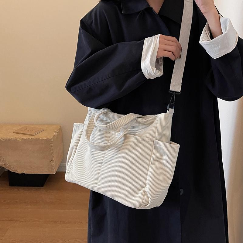Corduroy Bag Large Capacity Tote Bag Women's Shoulder Bag Student Class Big Bag