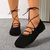 Fashion Comemore Women's Shoes Spring Autumn New Cross Strap Flats Casual Shallow Mouth Single Shoes Round Toe Anke Lace Up Flat Shoe
