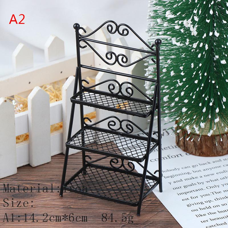 1/12 Dollhouse Miniature Rack Iron Shelf Flower Stand Decoration Accessories Handmade Playthings Present Children-Friendly