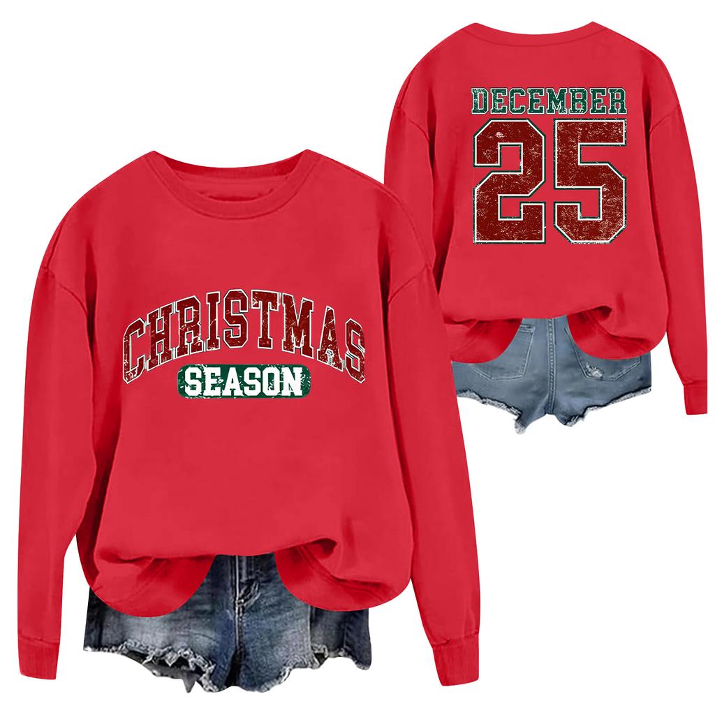 Weihnachts-T-Shirts und Sweatshirts, Damen-Sweatshirts, Langärmelige Pullover-Sweatshirts, Damen-Langarmtops