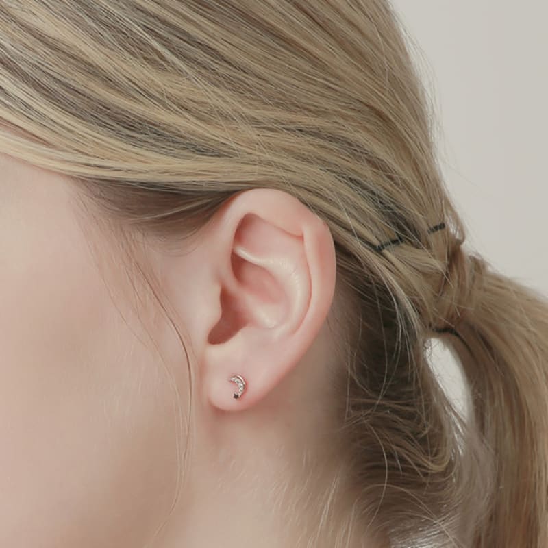 JEWNEL 14K rosegold Moon Star Cubic Piercing Earrings