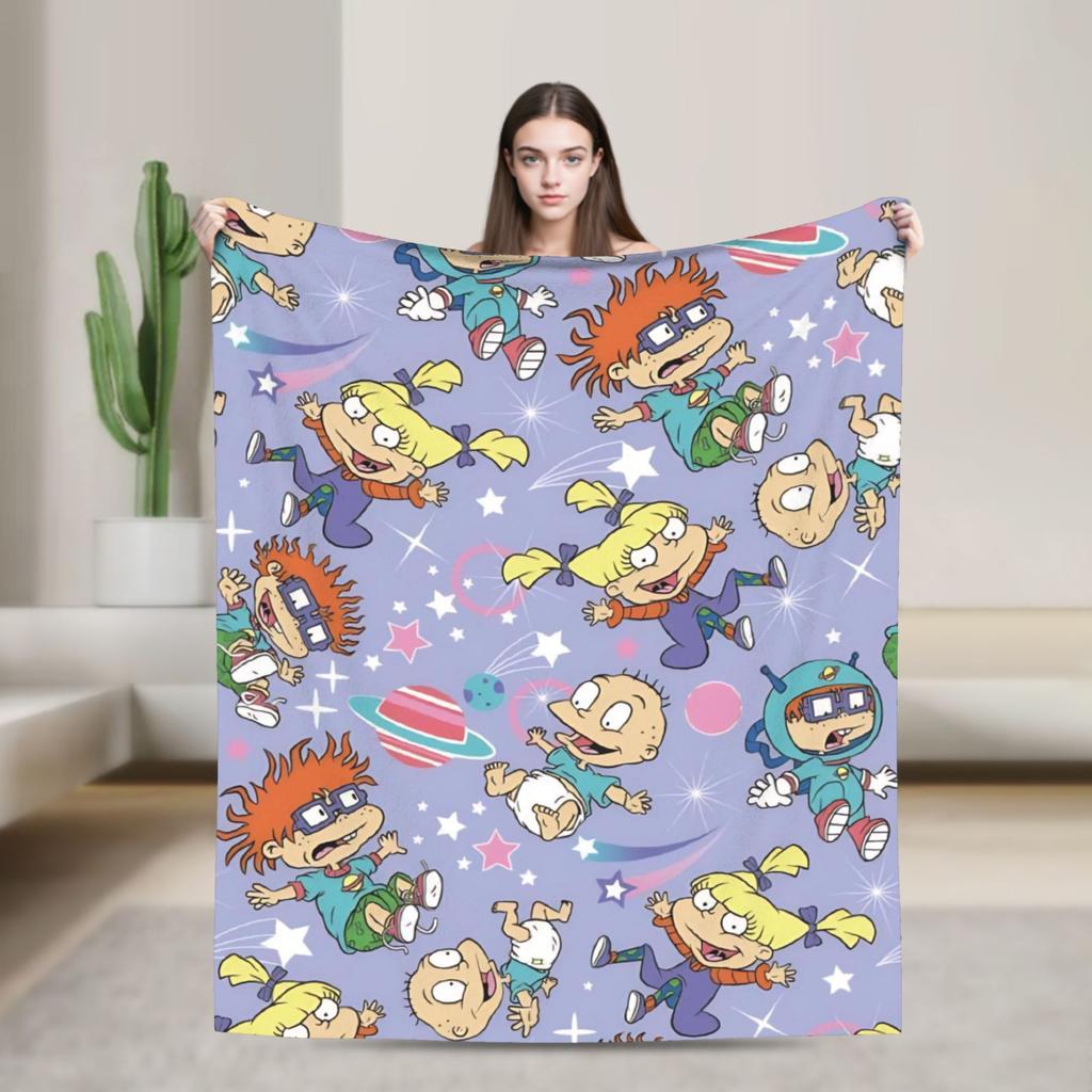Soft Blanket Camping Rugrats Chuckie Finster  Throw Blanket  Flannel Bedspread For Bedroom Street Trend Sofa Bed Cover