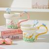 Classical flower ceramic mug household water cup breakfast cup girls coffee cup afternoon teacup girlfriend souvenir