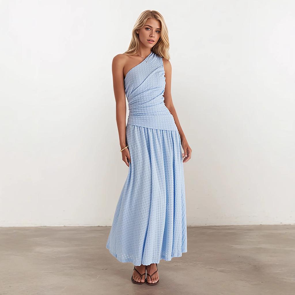 Women's Summer Solid Colour Fashion Slim Senior Feeling Sleeveless One Room Slim Long Dresses