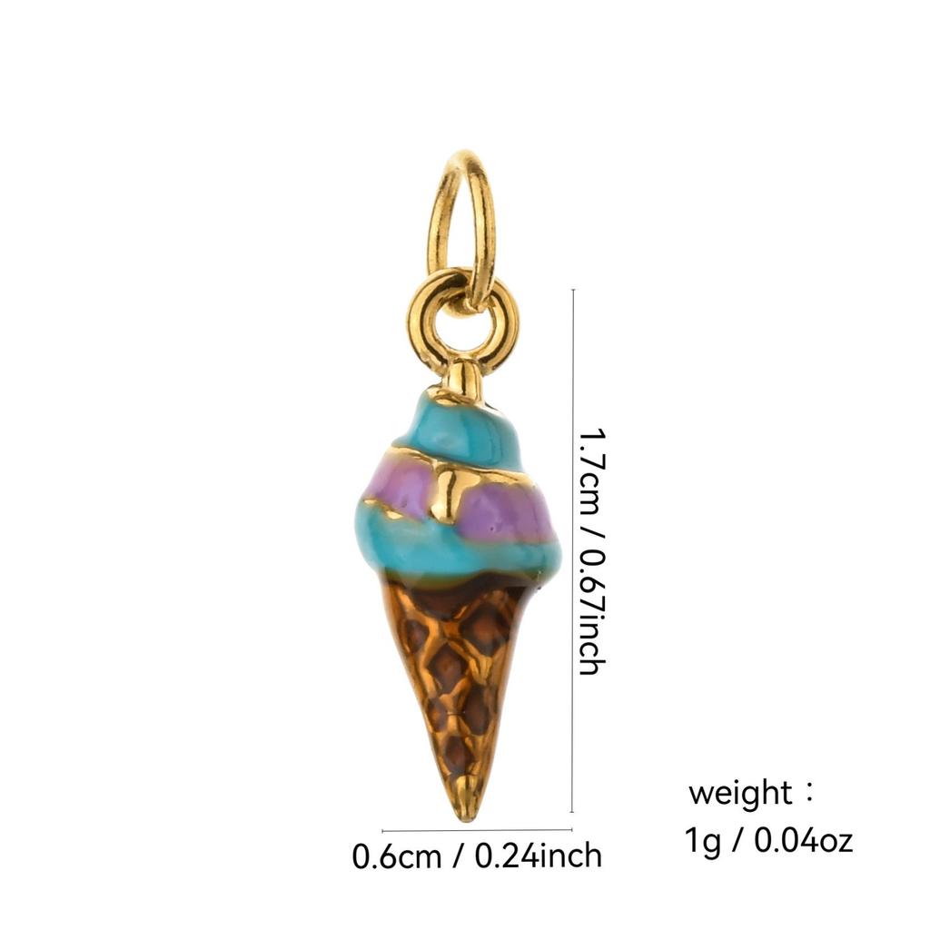 Stainless Steel Drip Oil Ice Cream Heart Necklace & Bracelet Charms