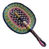 Vintage Seagrass Woven Fan Colorful Striped Patterns Summer Cooling Fan  Home Decoration
