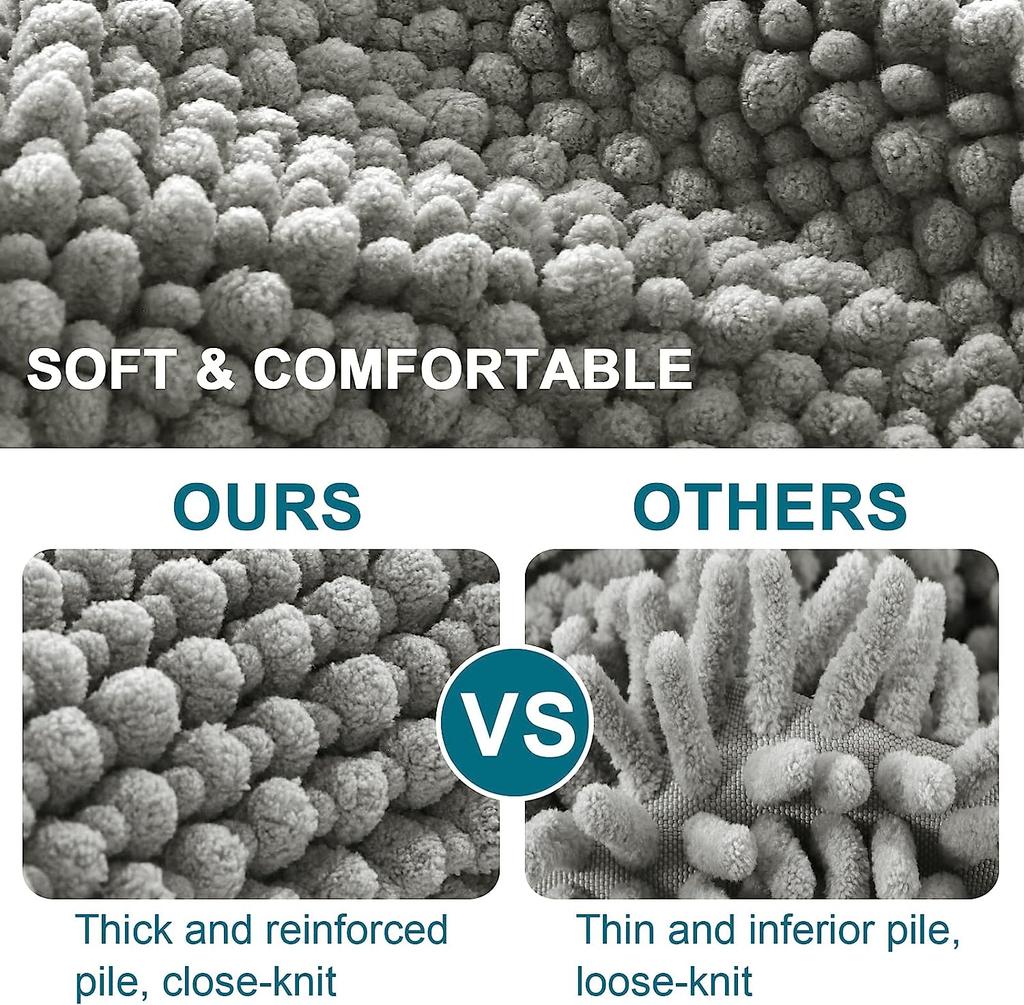 Super Plush Microfiber Anti-skid Soft Bathroom Carpet, Water Absorbent Machine Washable Chenille Bathroom Mat, Quick Drying Plus