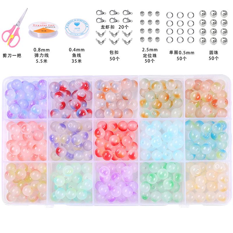 8mm Glas Gelee Kristall Runde Perlen Materialpaket Handgemachtes DIY Armband Zubehör Set Perlen Set