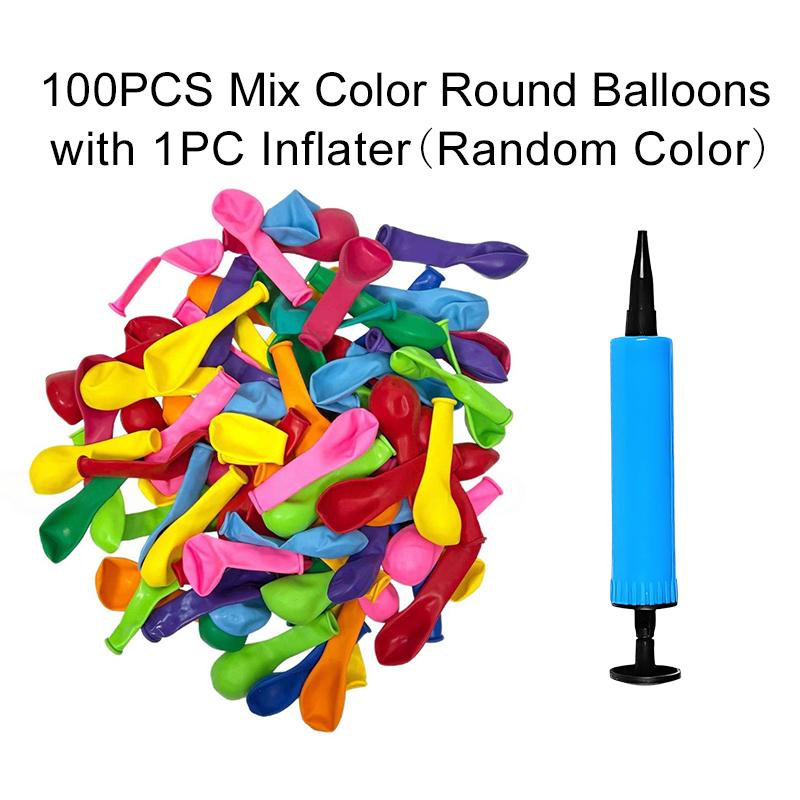 100 ST/Förpackning Rund Ballong Slumpmässigt Blandad Färg Latexballonger Plastuppblåsare DIY Modellering Dekorera Ballonger Dekorationer ZYF