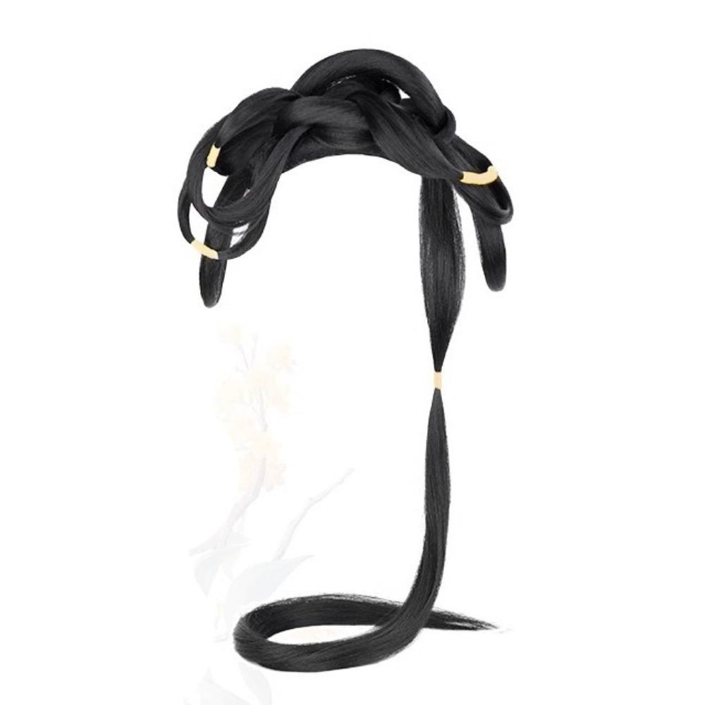 Vintage Hanfu Wig Headband Lazy Wig Bag Chinese Ancient Chignon  Song and Ming Dynasty