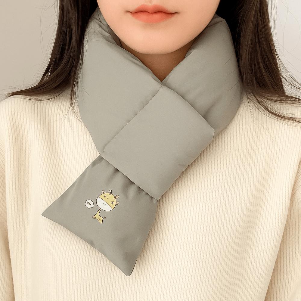 Windproof Down Cotton Scarf Solid Color Thermal Warm Scarf Simple Winter Cross Scarf Autumn/Winter