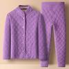 Coral Velvet Quilted Home Wear Set: Warm Fleece Pajamas for Middle-Aged and Elderly Men & Women