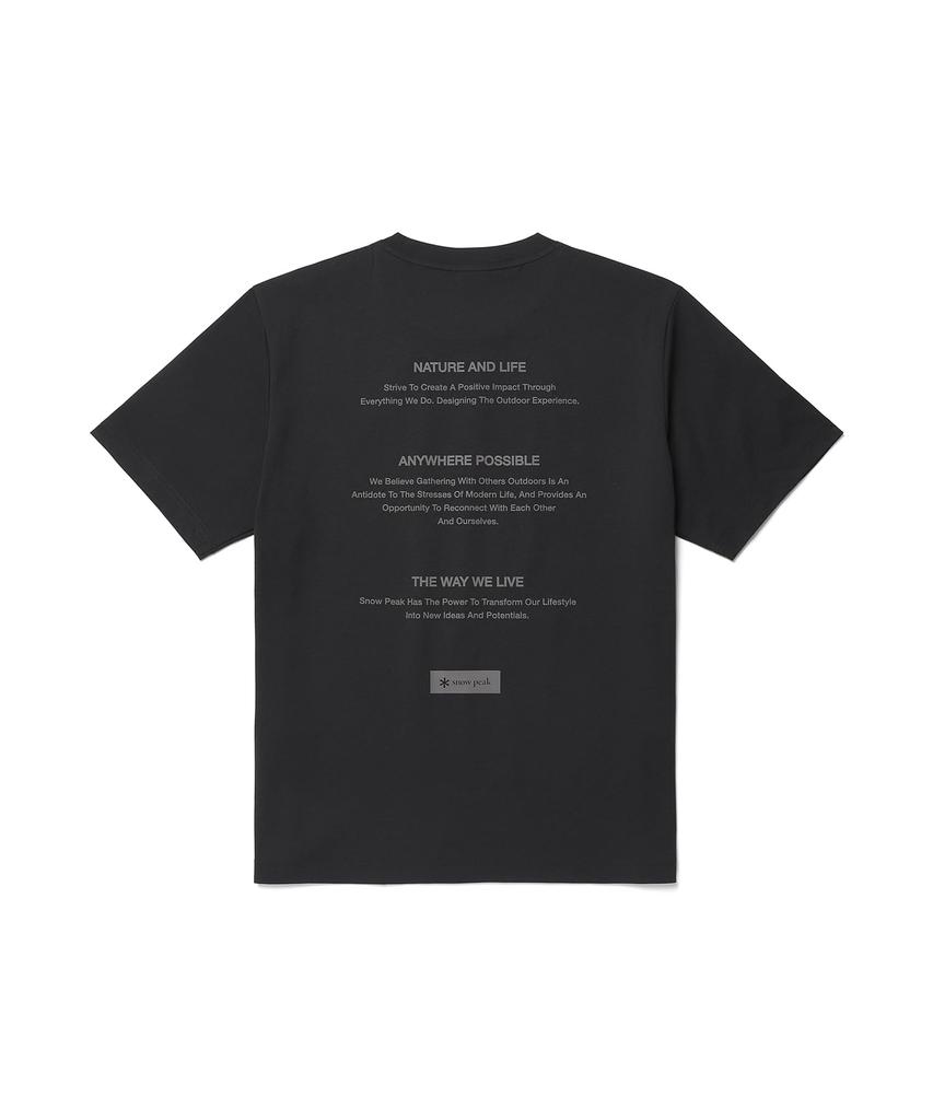 Snow Peak Quick-Dry Lettering S/S T-Shirt GS-S26MMTTS18 T-shirt, Short Sleeve, Men's/Women's, DARK CHARCOAL, 2XL