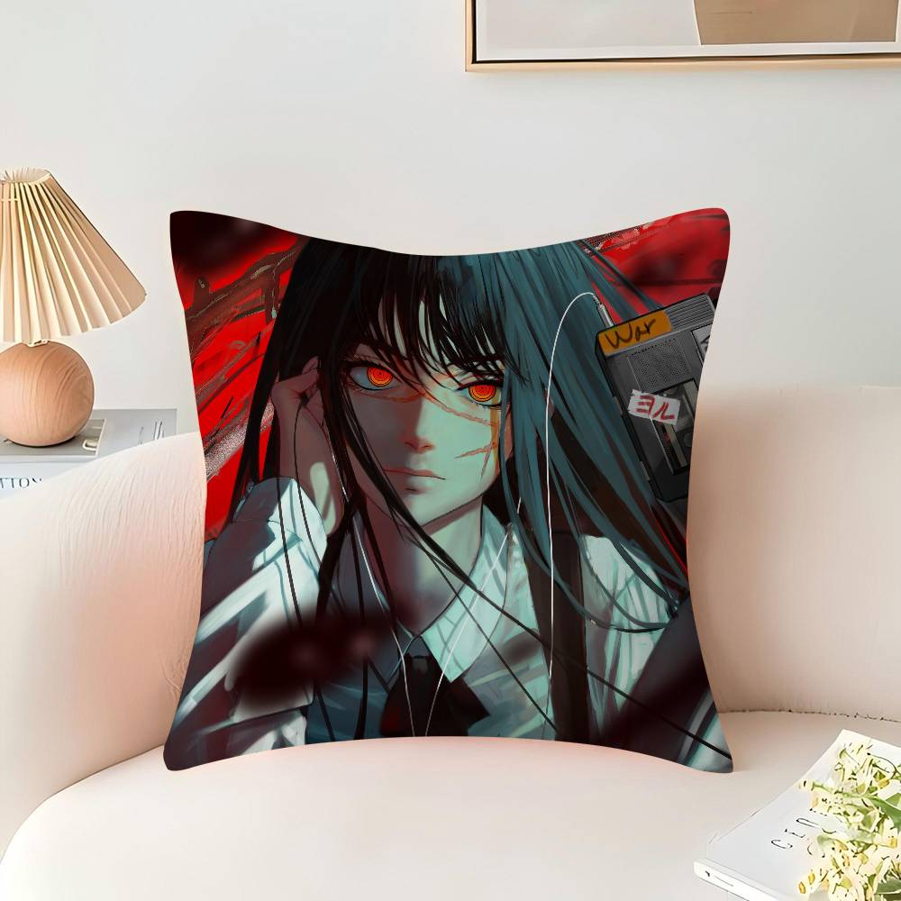 Chainsaw-Man Mitaka Asa Pillow Anime Pillow Sofa Bed Head Pillow Cover Cushion Cover 45x45 cm Fashion