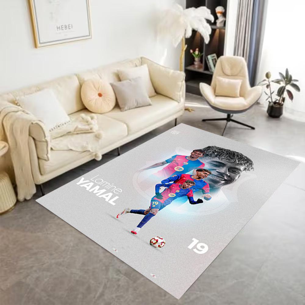 Lamine Yamal's Fußballreise Teppich Perfekt für Balkon Esszimmer im Freien Eingangsbereich Rutschfester Teppich Anime Büro Dekor Hochzeitsfeier Geschenk