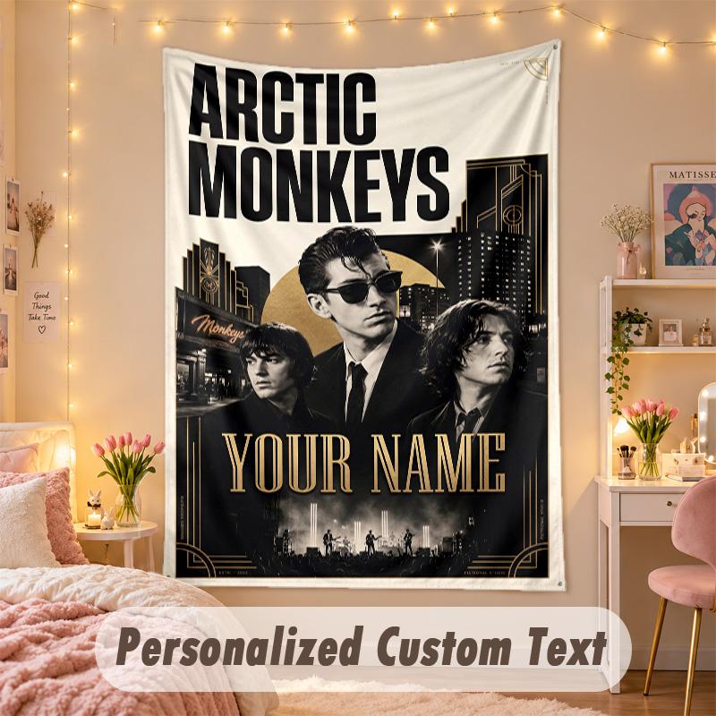Custom Personalized Tapestry,Arctic Monkeys Print Custom Name Text Wall Art Hanging for Bedroom