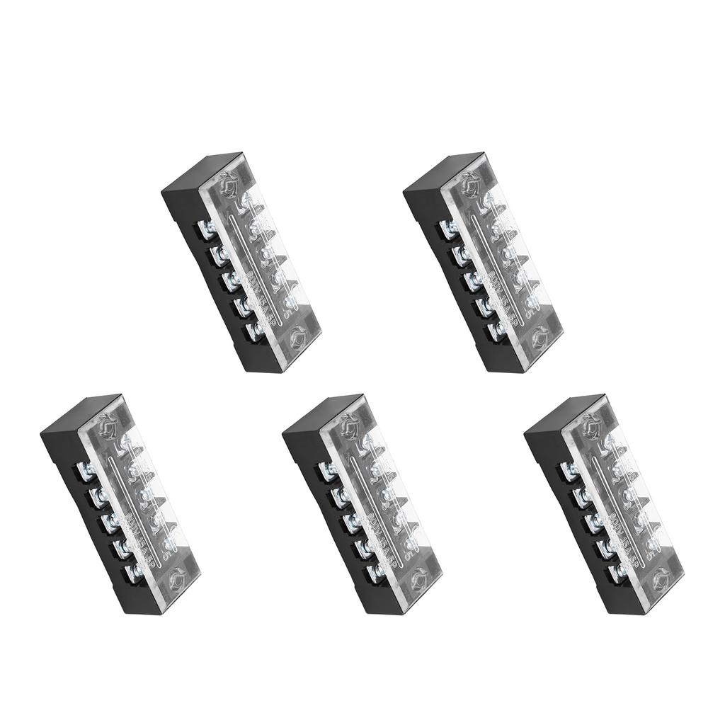 5pcs Terminal Block Barrier Strip Dual Row TB 15A 600V M3 Screws High Tenacity Wire Barrier Block 5 Positions(1505)